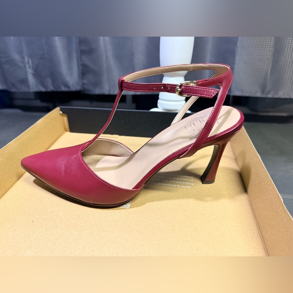 Burgundy T-Strap Heels